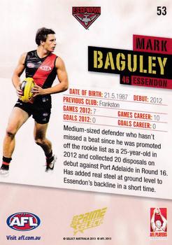 2013 Select Prime AFL #53 Mark Baguley Back